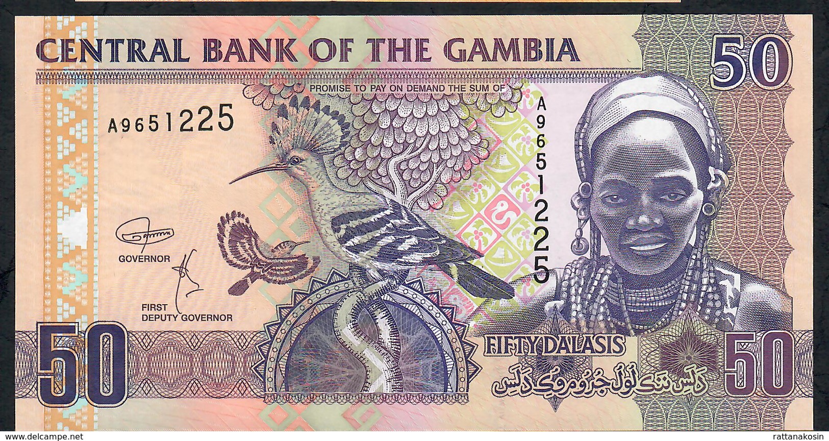 GAMBIA  SEE SIGNATURE ! P28d 50 DALASI 2018 #A  Signature 7 UNC. - Gambia