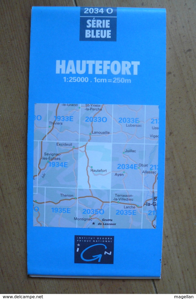 Carte Topographique IGN - 2034 Ouest - Hautefort (Dordogne) - 1:25 000 - Topographical Maps