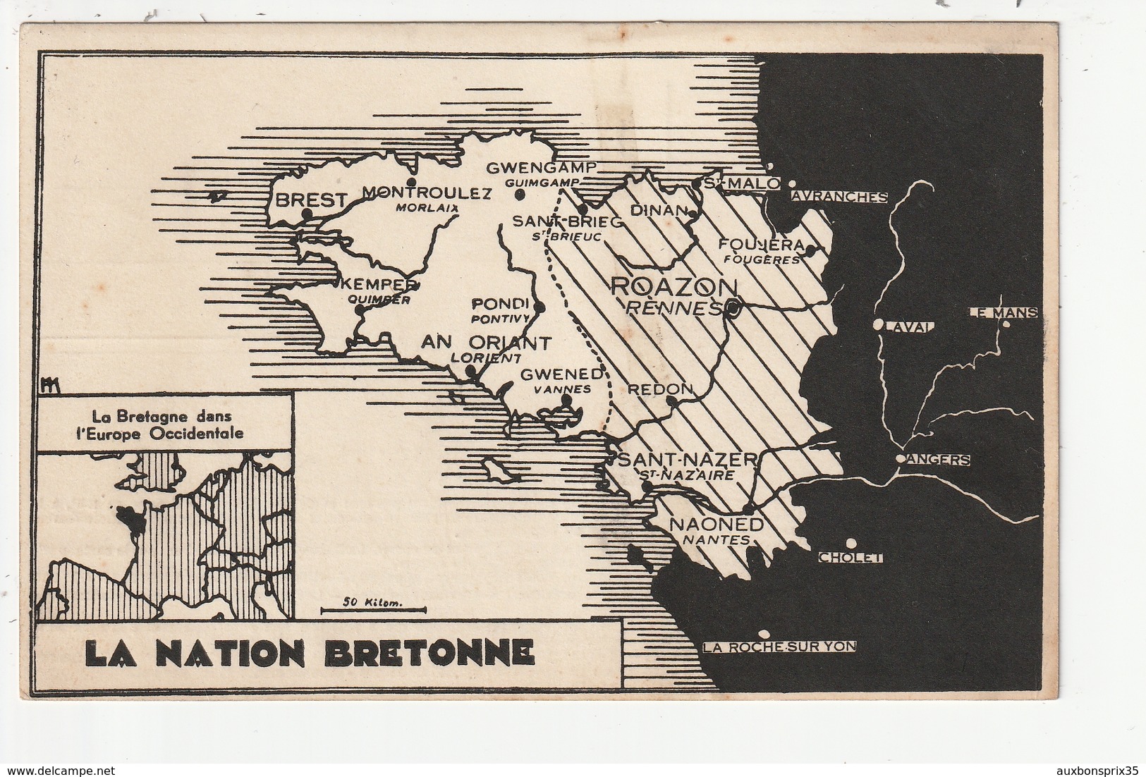 LA NATION BRETONNE - DESSIN GEOGRAPHIQUE DE LA CARTE DE BRETAGNE - Bretagne