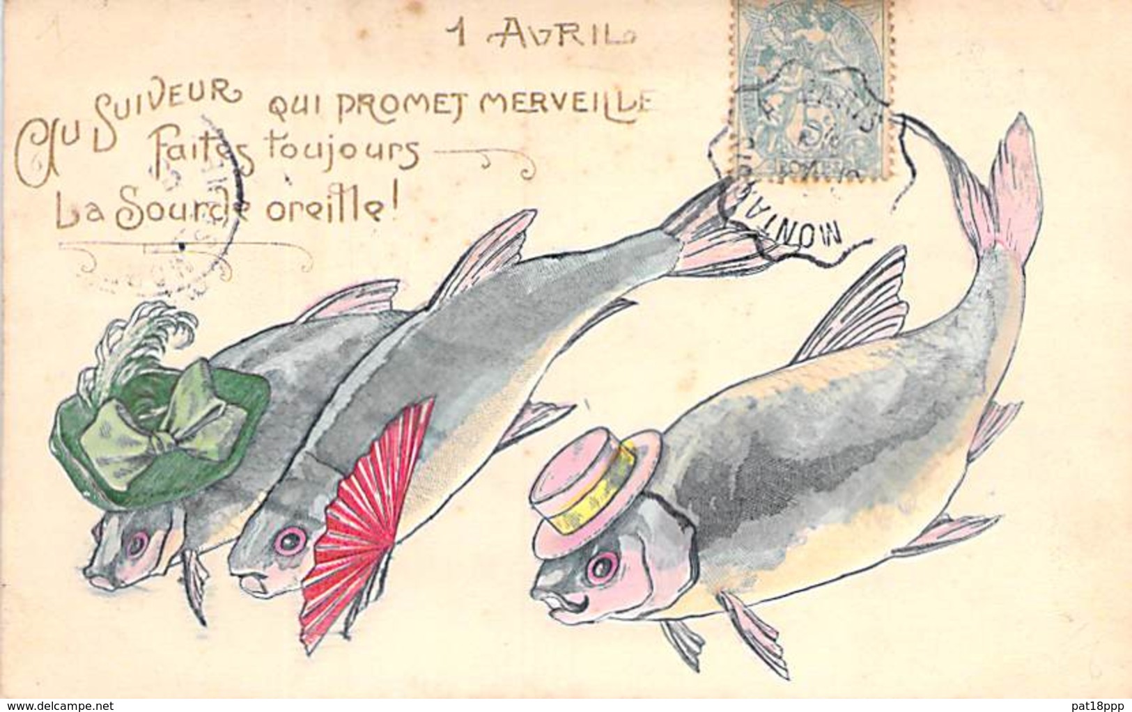 FETES : 1 AVRIL ( Humoristique ) Au Suiveur Qui Promet Merveille ... Jolie CPA Gaufrée Colorisée 1907 (?) - April Fool's Day