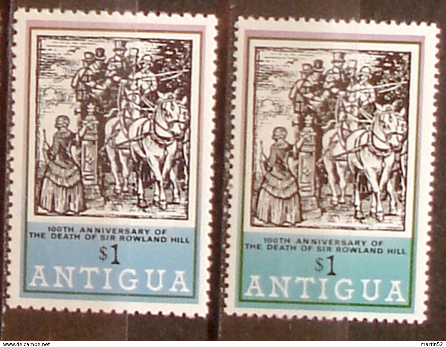 Antigua 1979: Michel-No. 531 A+C (aus Satz Rowland Hill) ** MNH . "Postkutsche / Diligence / Mail Coach" - Kutschen