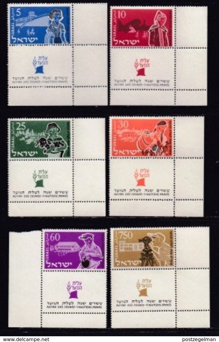 ISRAEL, 1955 Unused Hinged Stamp(s), With Tab, Youth Immigration, SG 104-109, Scannr.17028 - Ongebruikt (met Tabs)