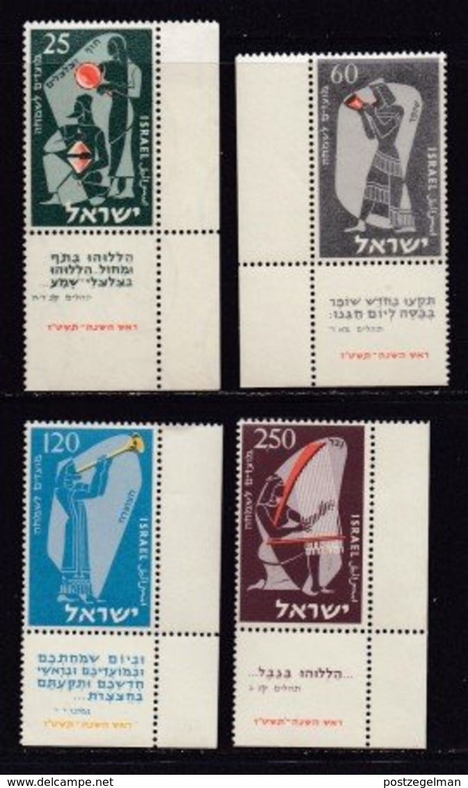 ISRAEL, 1955 Unused Hinged Stamp(s), With Tab, New Year - Musicians, SG 110-113, Scannr.17576 - Ongebruikt (met Tabs)
