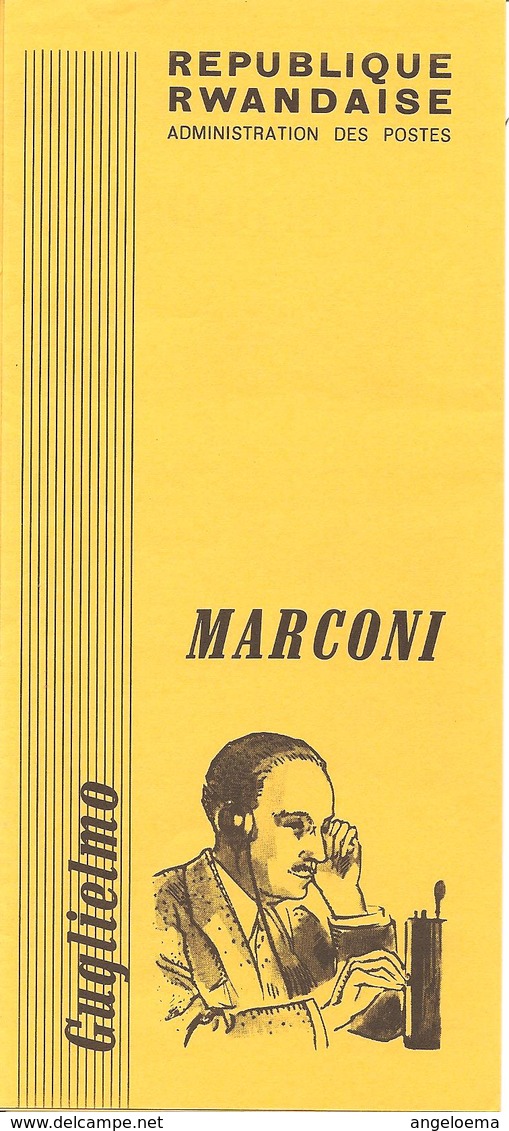 RWANDA - 1974 Broscure Agence Philatelique Emissione Serie Francobolli Centenario GUGLELMO MARCONI - Fisica