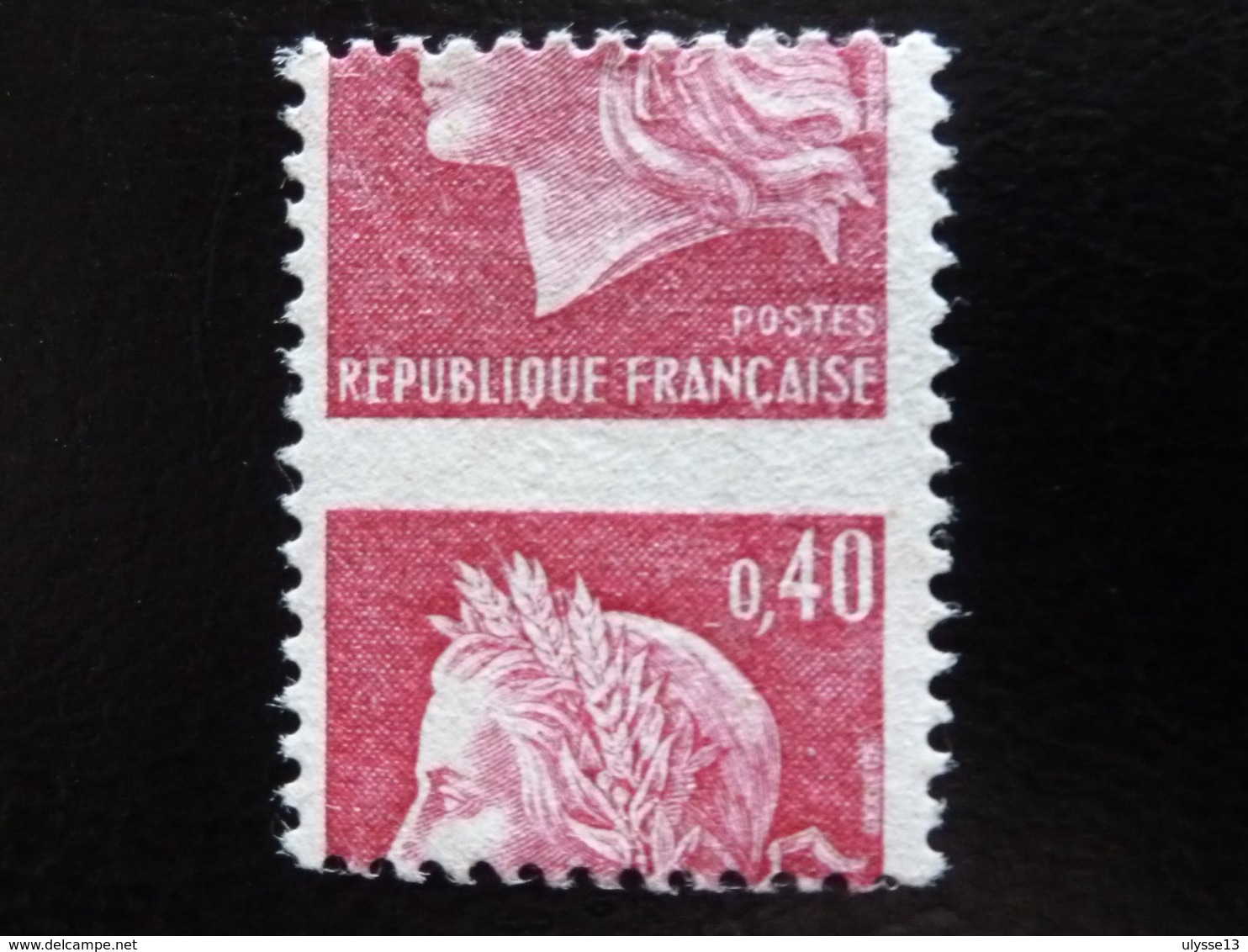 N° 1536B - 40c Rouge Carminé Neuf - Piquage à Cheval - 1967-1970 Marianne (Cheffer)