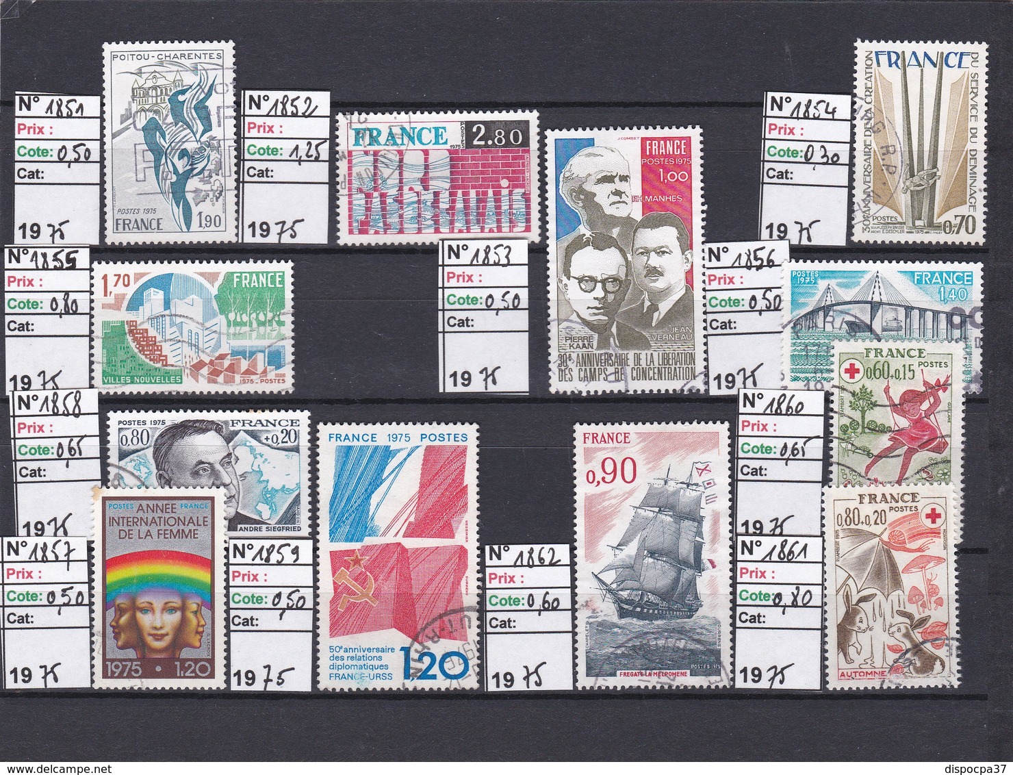 STOCK / COLLECTION TIMBRES FRANCE Oblitérés - 1970 à 1975 - REF MS  - SUR 21 PAGES Détachées