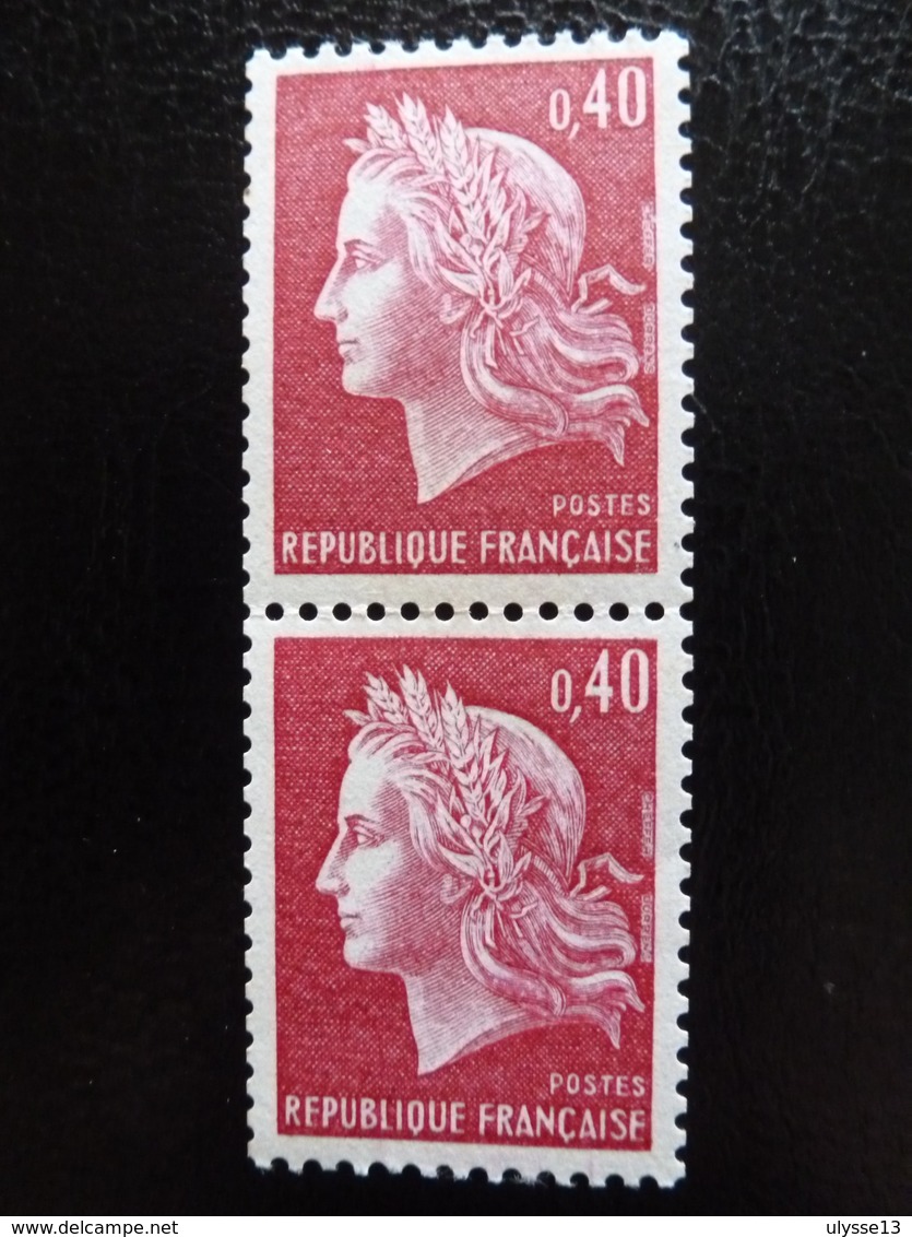 N° 1536B + 1536Bc- 40c Rouge Carminé Neuf - N°010 Rouge Au Verso - 1967-1970 Marianne Of Cheffer