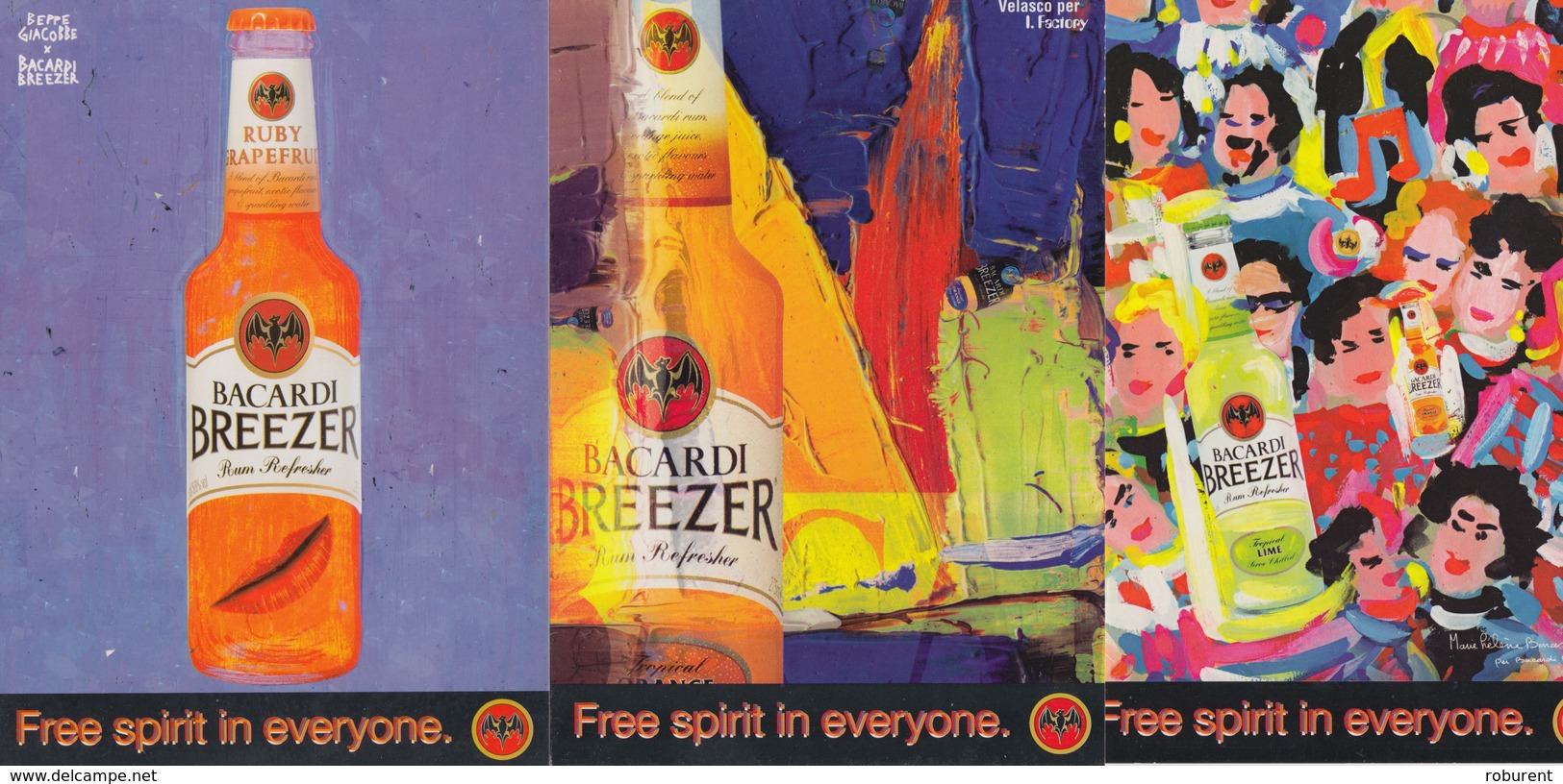 PUBBLICITA'  ADVERTISING - 3 CARTOLINE PROMOCARD "BACARDI BREEZER"  - N°3722-3758-3761 - Pubblicitari