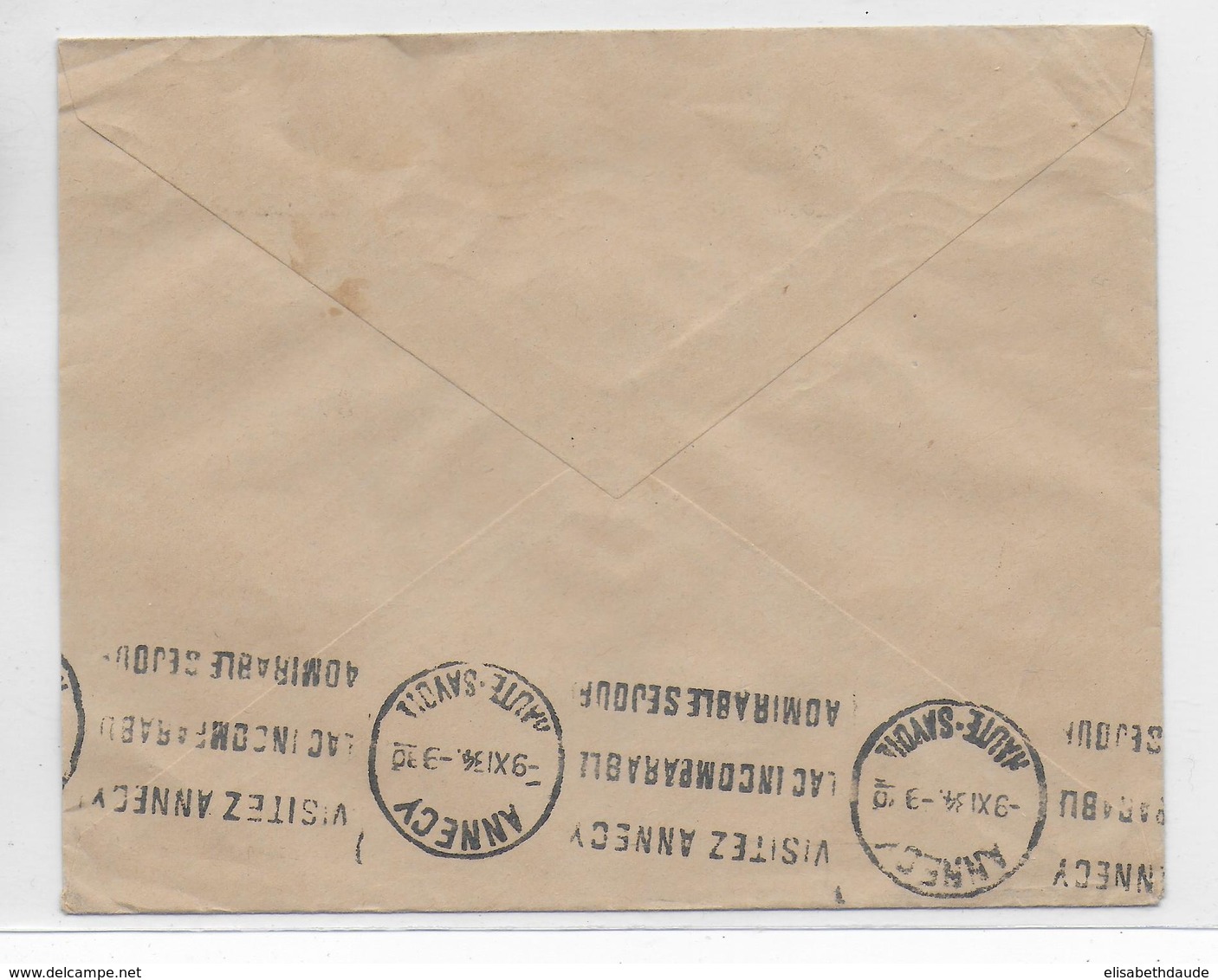 1934 - BANDE PUB MOTEURS AGRICOLES ET INDUSTRIELS TYPE PAIX  Sur ENVELOPPE De BASTIA (CORSE) - Storia Postale