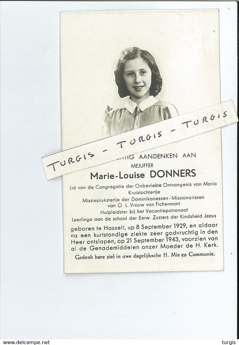 MARIE-LOUISE DONNERS ° HASSELT 1929 + 1943 - Devotieprenten