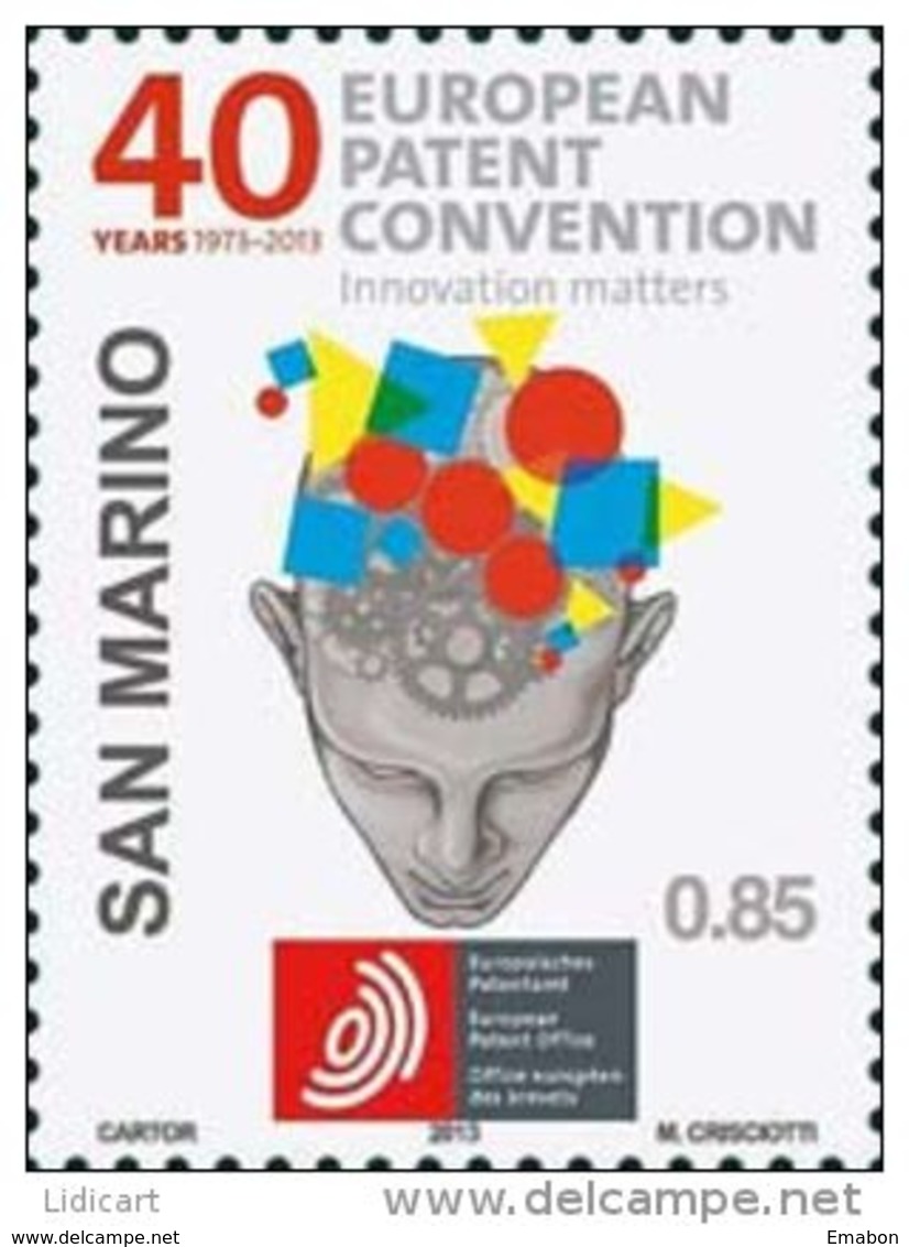 REPUBBLICA DI SAN MARINO - ANNO 2013 -  BREVETTI EUROPEAN PATENT CONVENTION - NUOVI   ** MNH - Nuovi