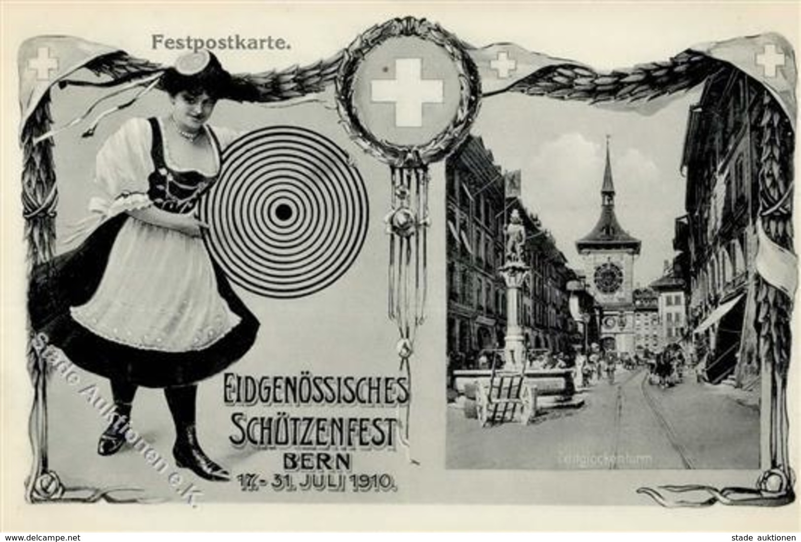 Bern (3000) Schweiz Schützenfest 17.-31.7.1910 Tracht  Zeitglockenturm  I-II - Other & Unclassified