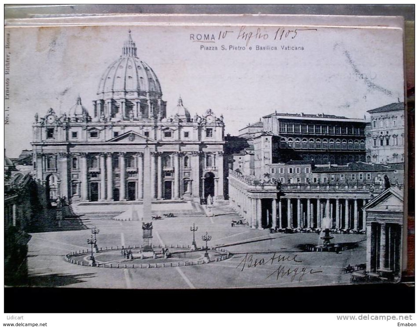 STATO CITTÀ DEL VATICANO - ( ROMA  ) SAN PIETRO E BASILICA VATICANA - VIAGGIATA REGNO 1905 TIMBRO DI ARRIVO ANVERS - Vatican