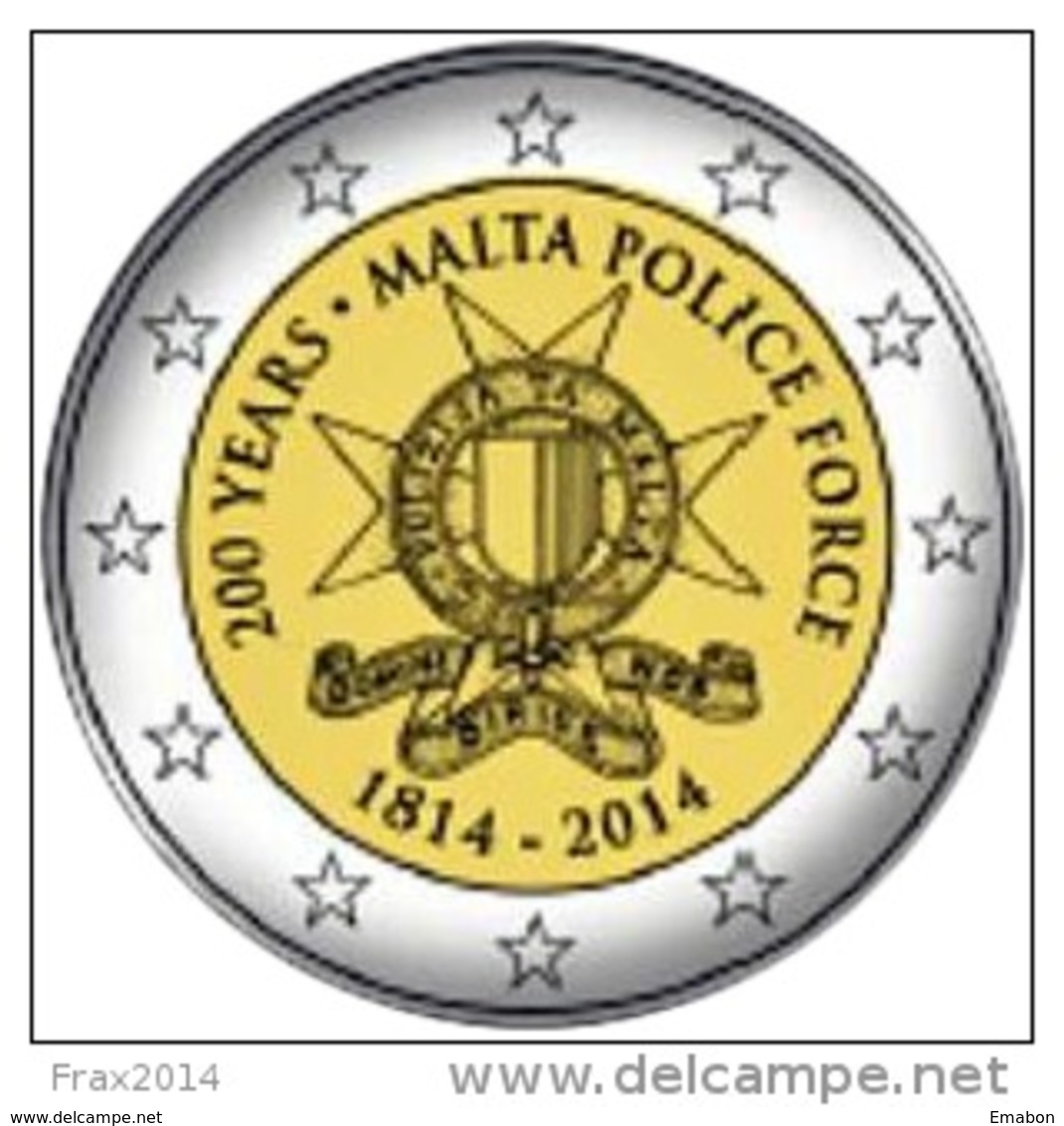 MALTA 2014 - MALTA - 2 EURO COMMEMORATIVO POLIZIA FIOR DI CONIO PROVENIENTE DA ROTOLINO - Malta