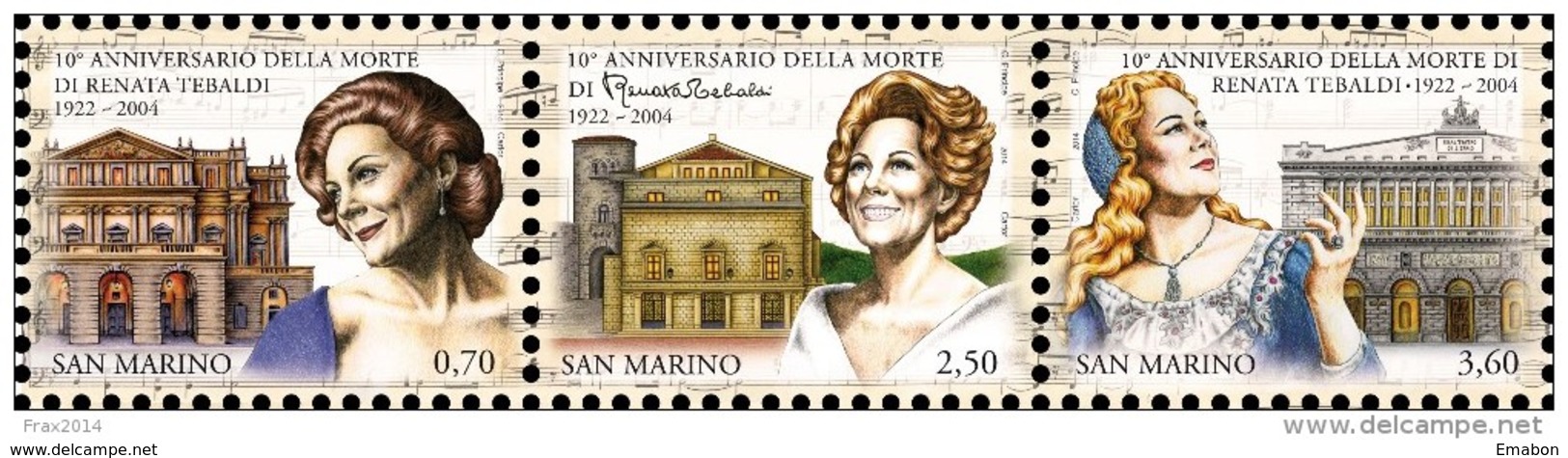 REPUBBLICA DI SAN MARINO -  ANNO 2014  -  MUSICA LIRICA SOPRANO RENATA TEBALDI  - NUOVI  MNH ** - Nuovi