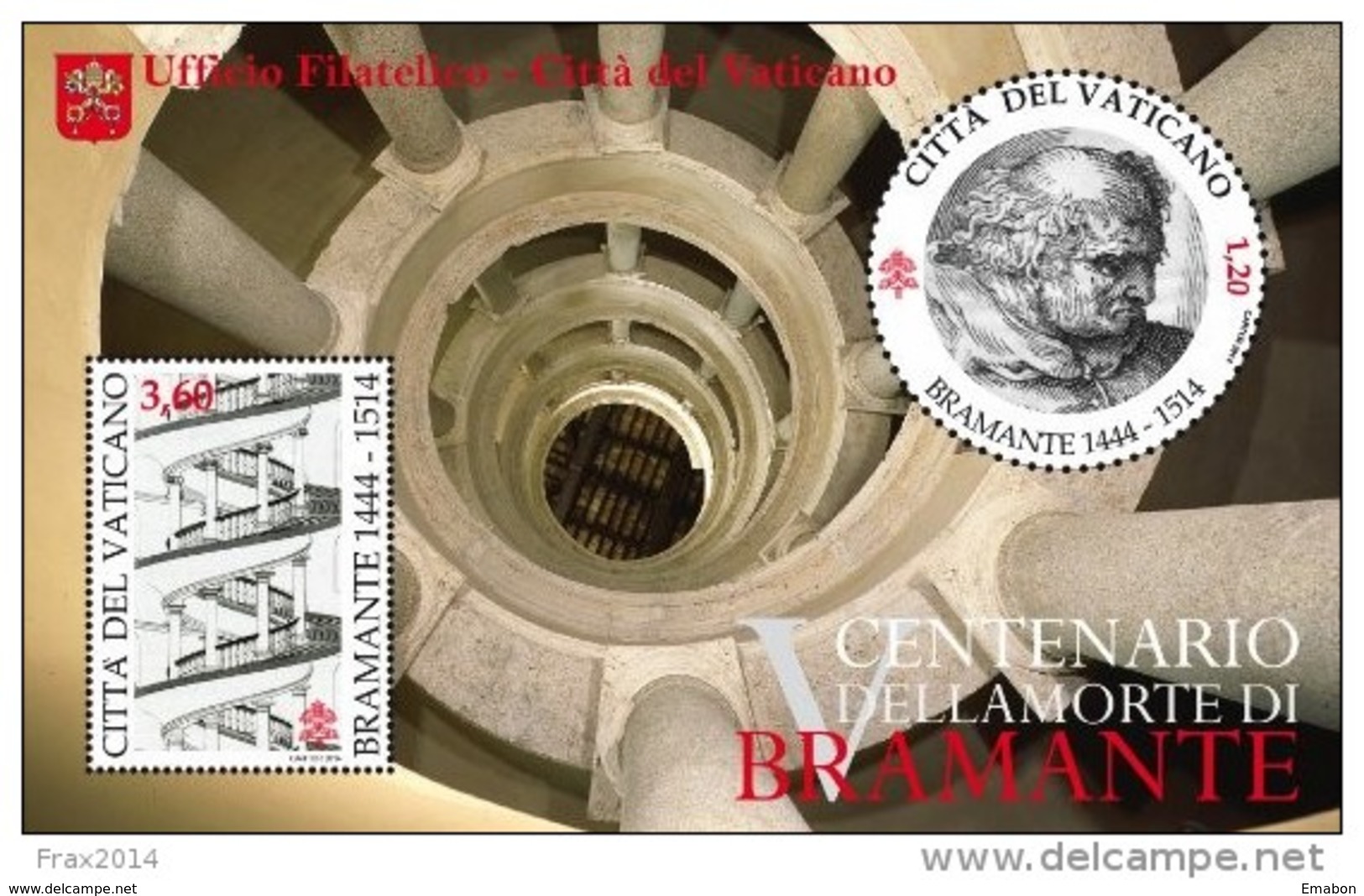 STATO CITTA' DEL VATICANO - VATIKAN STATE - PAPA FRANCESCO - ANNO 2014  - ARCHITETTO BRAMANTE -  NUOVI  MNH ** - Neufs