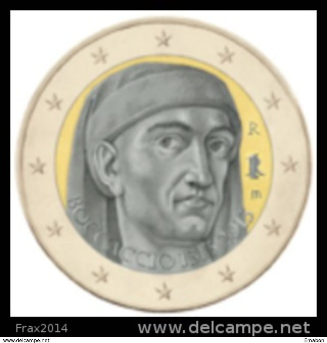 ITALIA 2013 - ITALY - 2 EURO COMMEMORATIVO ANNIVERSARIO GIOVANNI BOCCACCIO - FIOR DI CONIO PROVENIENTE DA ROTOLINO - Italia