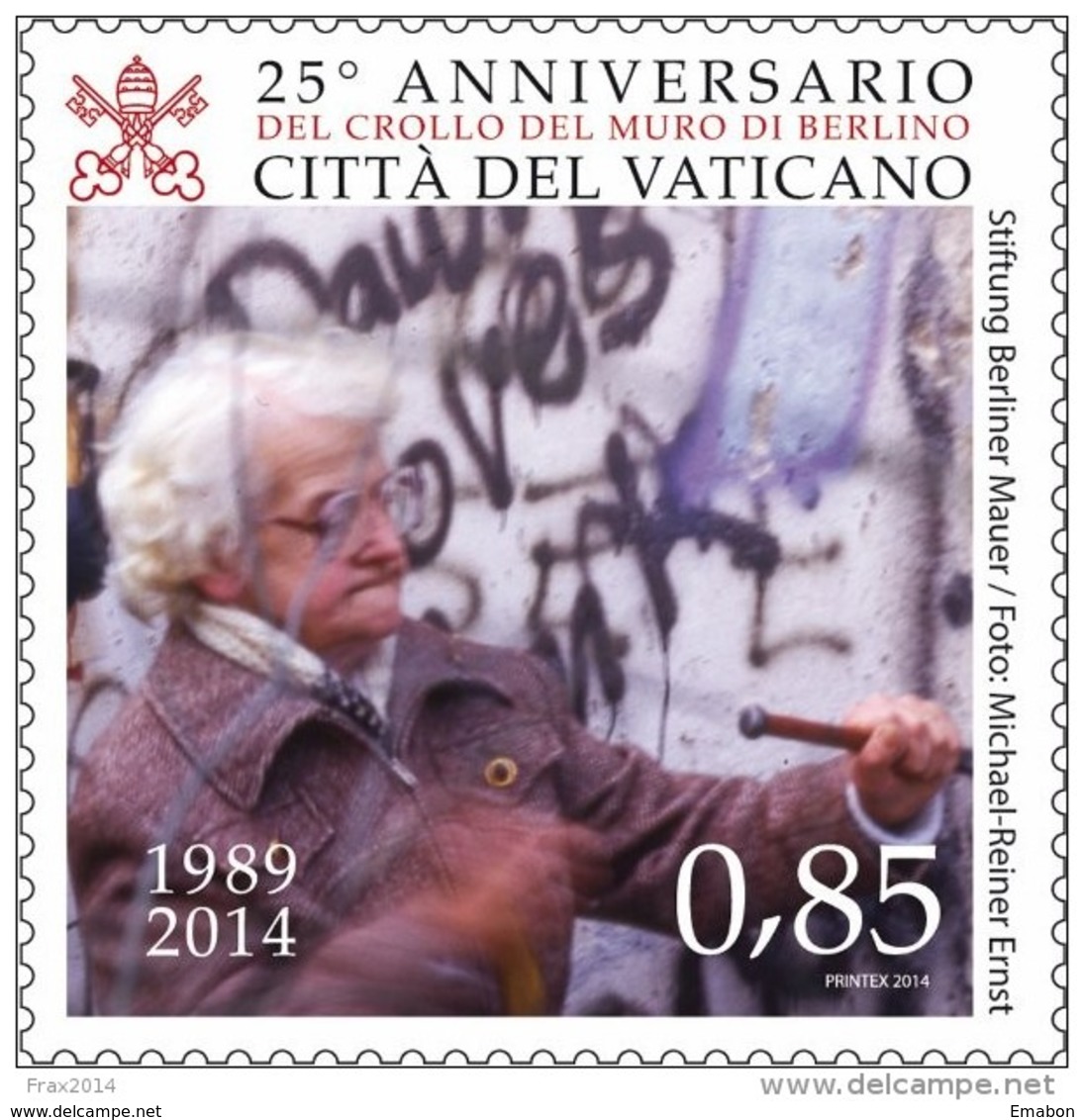 STATO CITTA' DEL VATICANO - VATIKAN STATE - PAPA FRANCESCO - ANNO 2014  - CROLLO MURO DI BERLINO  -  NUOVI  MNH ** - Nuovi