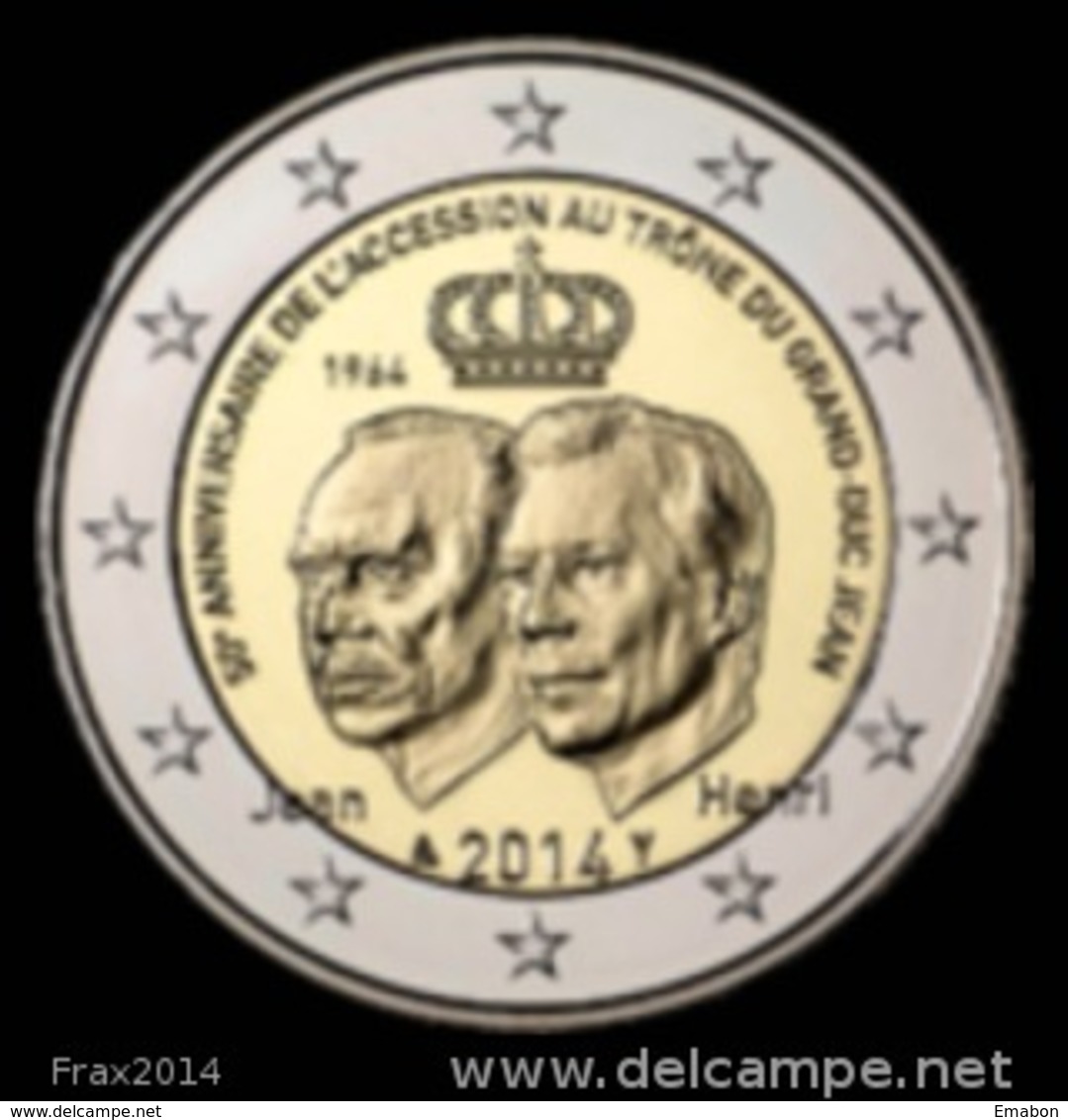 LUSSEMBURGO 2014 - LUXEMBOURG - 2 EURO COMMEMORATIVO TRONO GRAN DUCA JEAN  - FIOR DI CONIO PROVENIENTE DA ROTOLINO - Lussemburgo