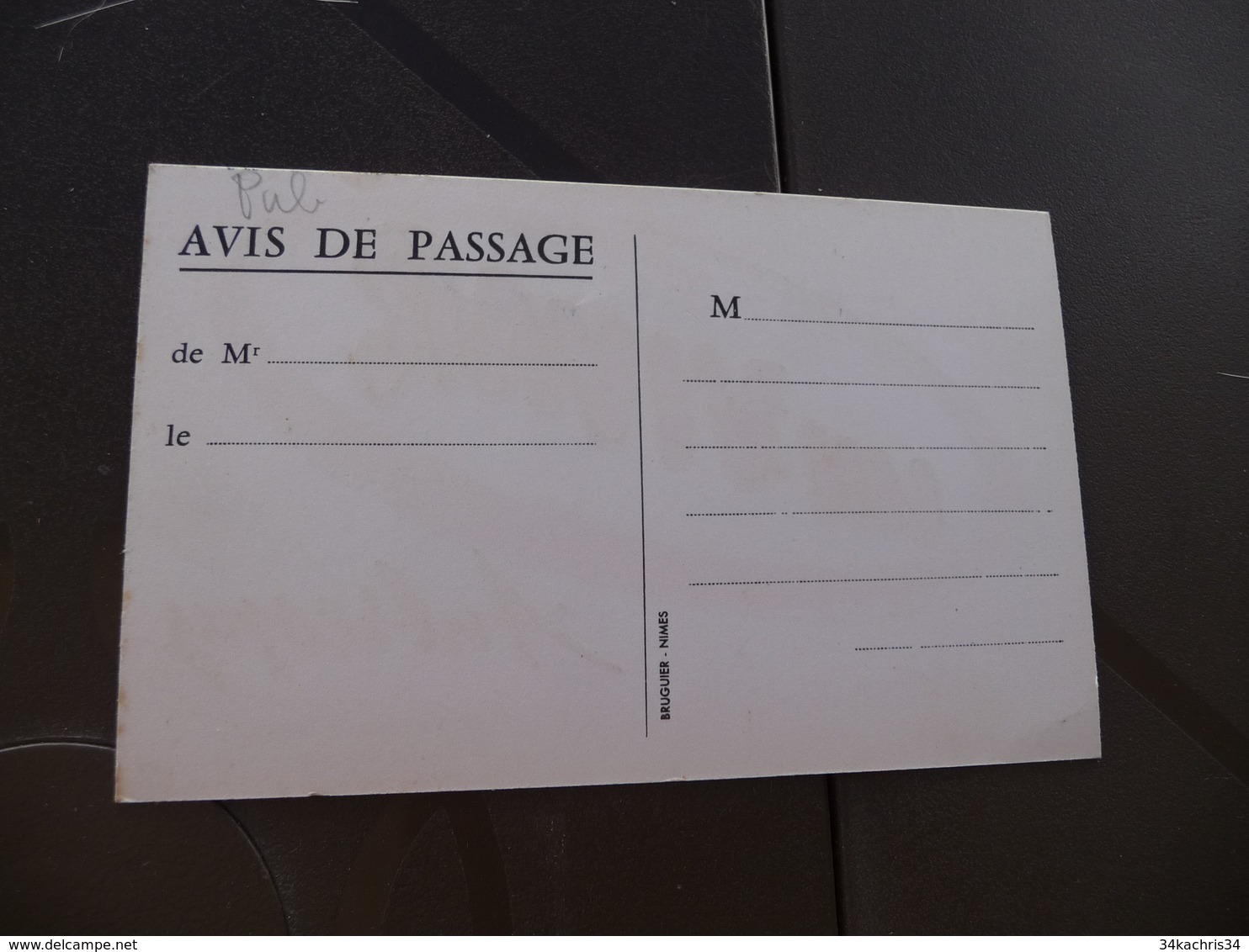 Pub Carte De Visite CDV  Gard Avis De Passage Un Vivar Aubrespy Saint Ambroix - Cartoncini Da Visita
