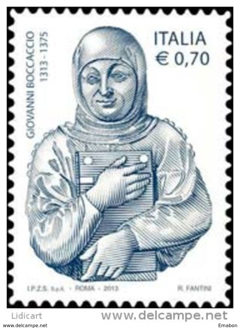 REPUBBLICA ITALIANA  ITALY  ANNO 2013 - SCRITTORE POETA GIOVANNI BOCCACCIO -  NUOVI MNH ** - 2011-20:  Nuovi