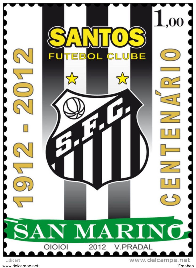 REPUBBLICA DI SAN MARINO - ANNO 2012 - SPORT CALCIO SANTOS  FUTEBUL CLUB - NUOVI MNH ** - Unused Stamps