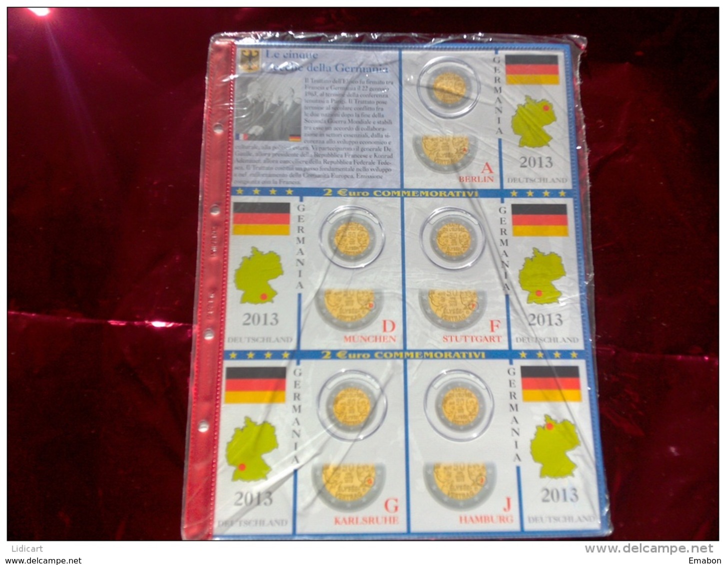 ABAFIL - FOGLI PER CONTENERE I 2 EURO COMMEMORATIVI - ANNO 2013 - GERMANIA 5 ZECCHE -  NUOVI - Materiale