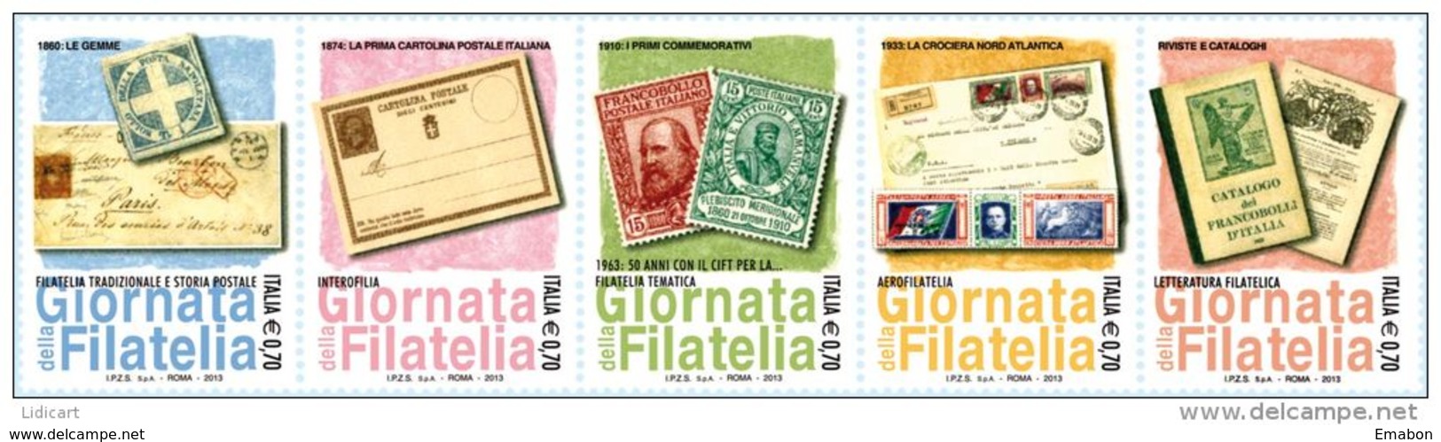 REPUBBLICA ITALIANA  ITALY  ANNO 2013 - STRISCIA GIORNATA DELLA FILATELIA  -  NUOVI MNH ** - 2011-20:  Nuovi