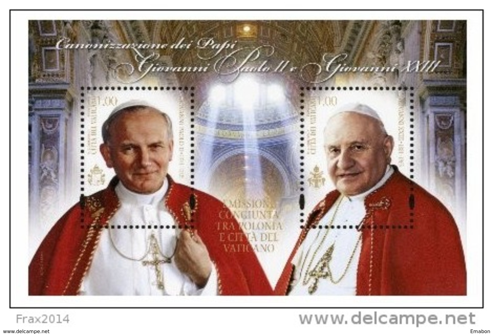 STATO CITTA' DEL VATICANO - VATIKAN S - PAPA FRANCESCO - ANNO 2014  - BF CANONIZZAZIONE GIOVANNI XXIII -  NUOVI  MNH ** - Nuovi