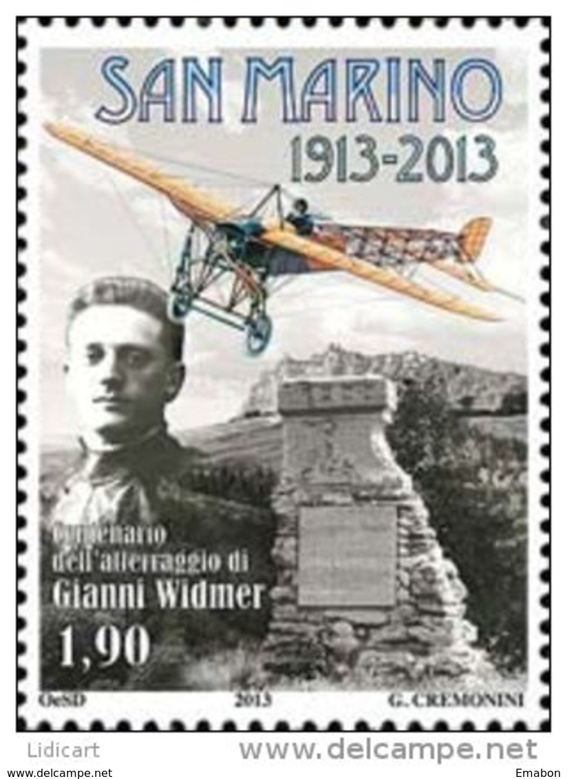 REPUBBLICA DI SAN MARINO - ANNO 2013 -  AVIAZIONE ATTERRAGGIO GIANNI WIDMER - NUOVI   ** MNH - Nuovi