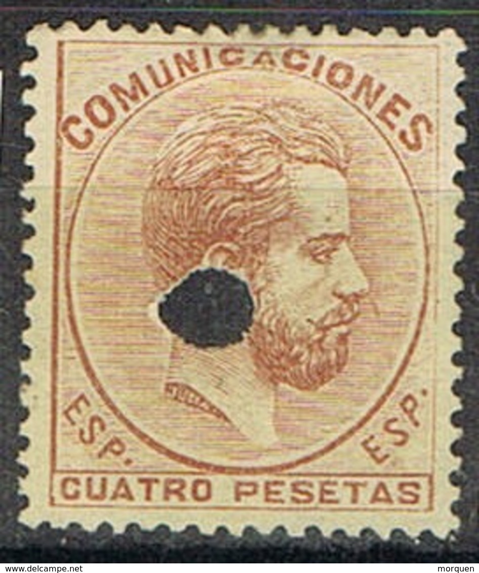 Sello 4 Pts AMADEO, Perforado Telegrafico, Num 128Ta º - Usados