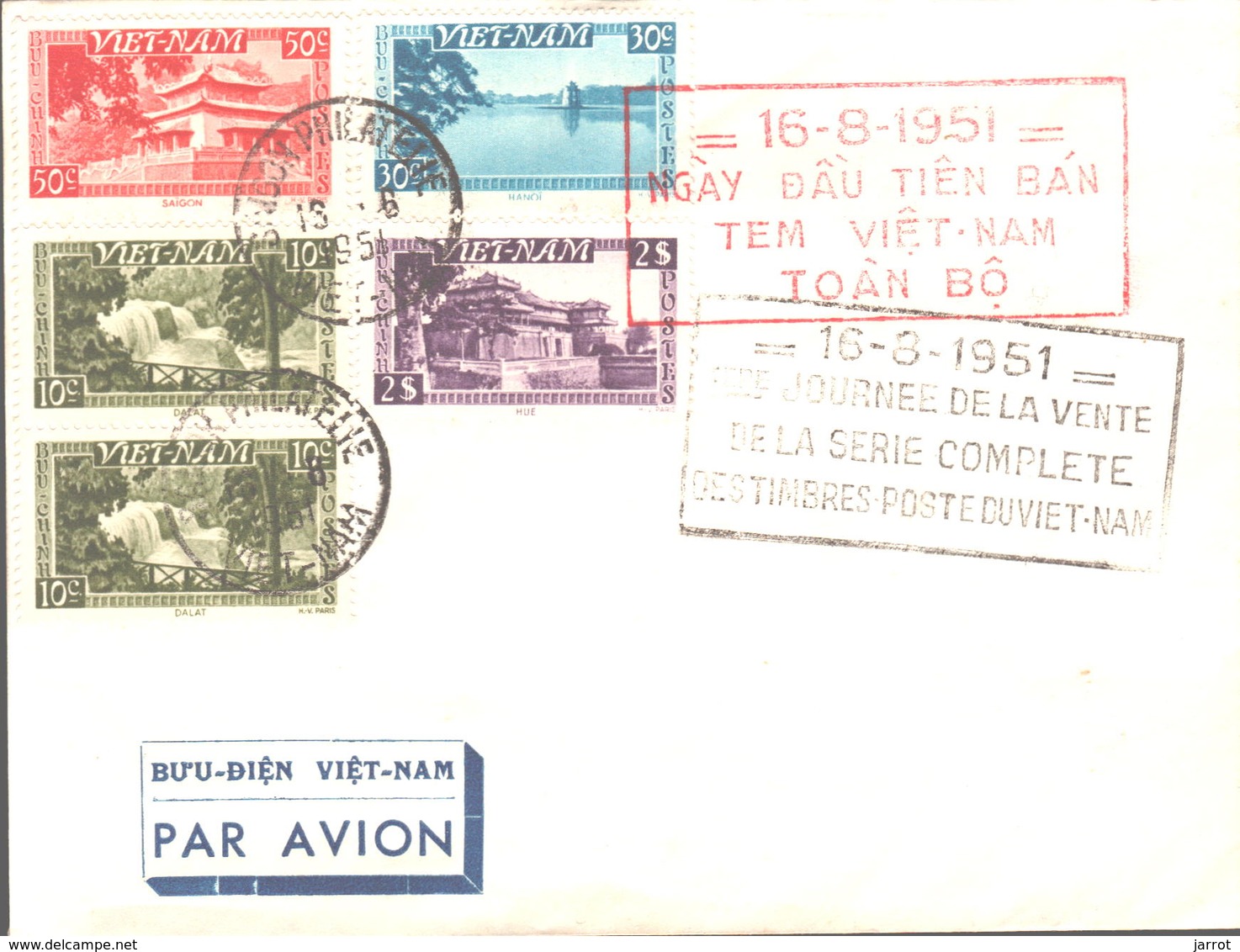 3 FDC Du 6 Juin 1951 Et Du 16 Aout 1951 - Vietnam