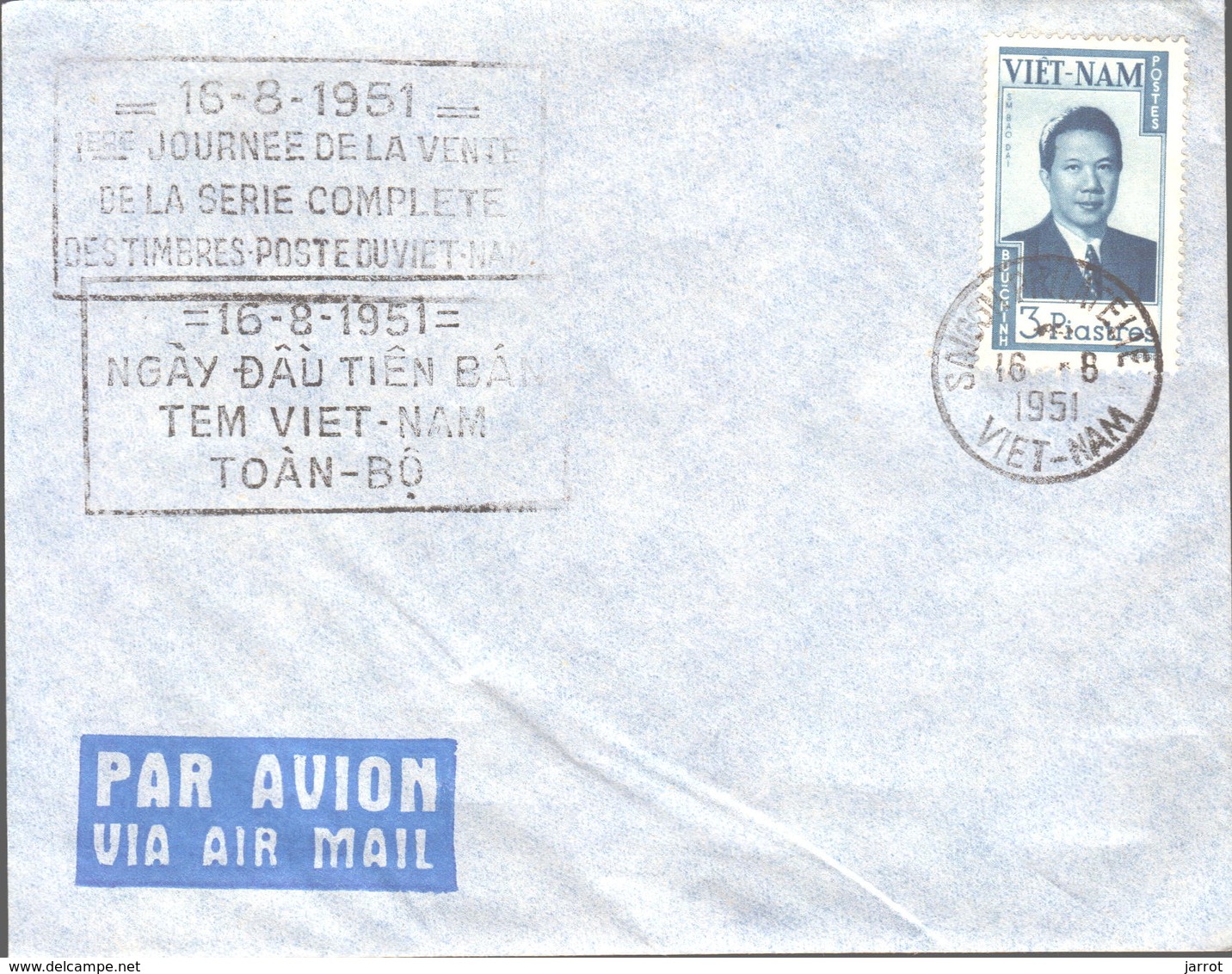 3 FDC Du 6 Juin 1951 Et Du 16 Aout 1951 - Vietnam