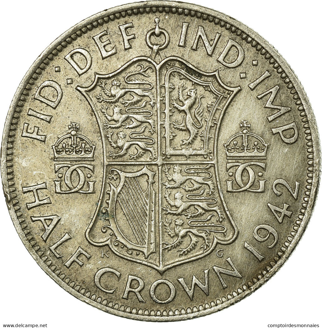 Monnaie, Grande-Bretagne, George VI, 1/2 Crown, 1942, TTB, Argent, KM:856 - K. 1/2 Crown