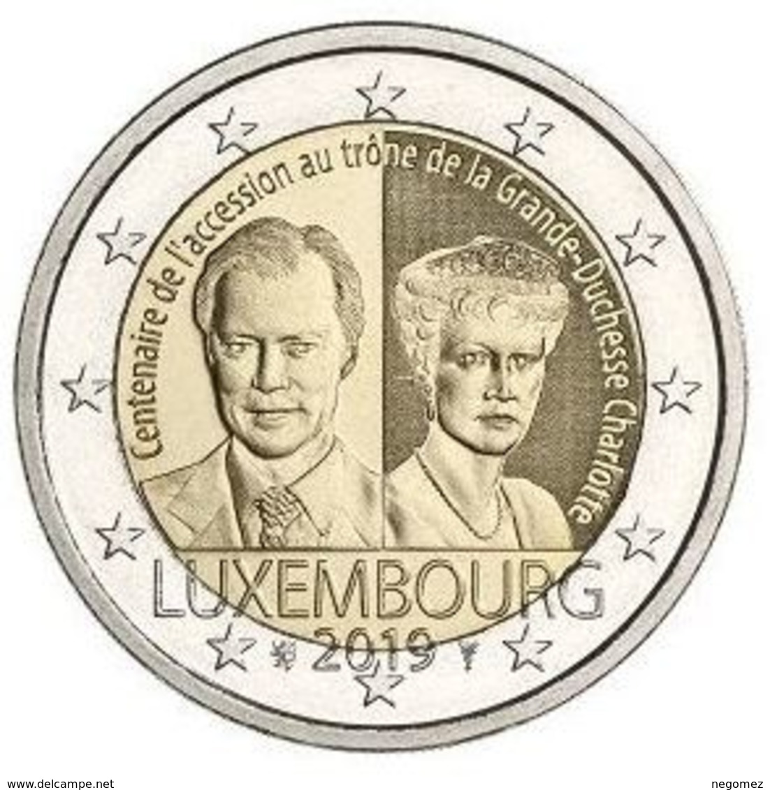 Pièce De 2 Euros Commémorative Luxembourg 2019 : 100 Ans Accession Au Trône De Charlotte - Lussemburgo