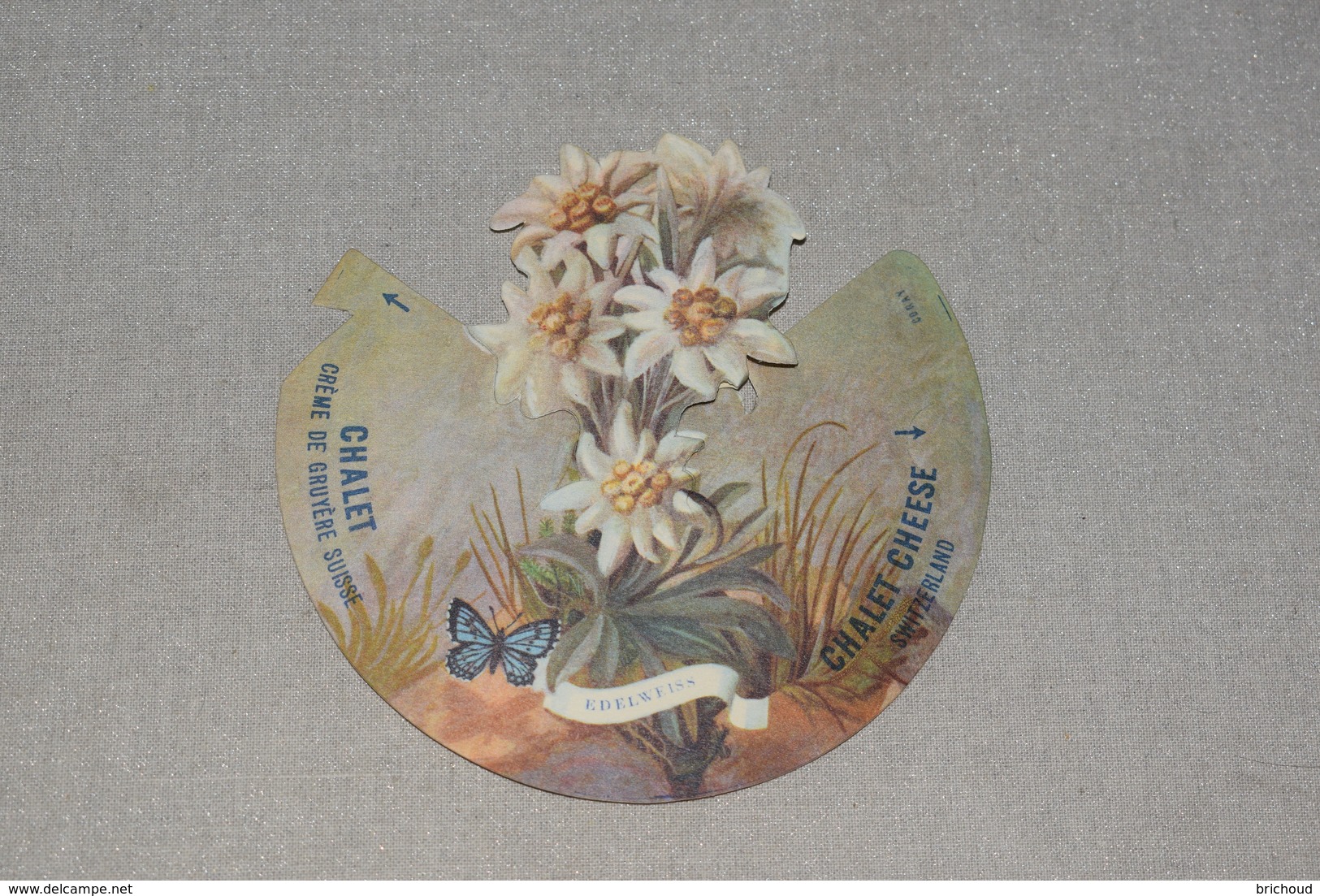 Fromage Suisse Cheese Chalet N°2 Edelweiss Flora Alpina Illus. Coray Papillon Bleu - Flowers