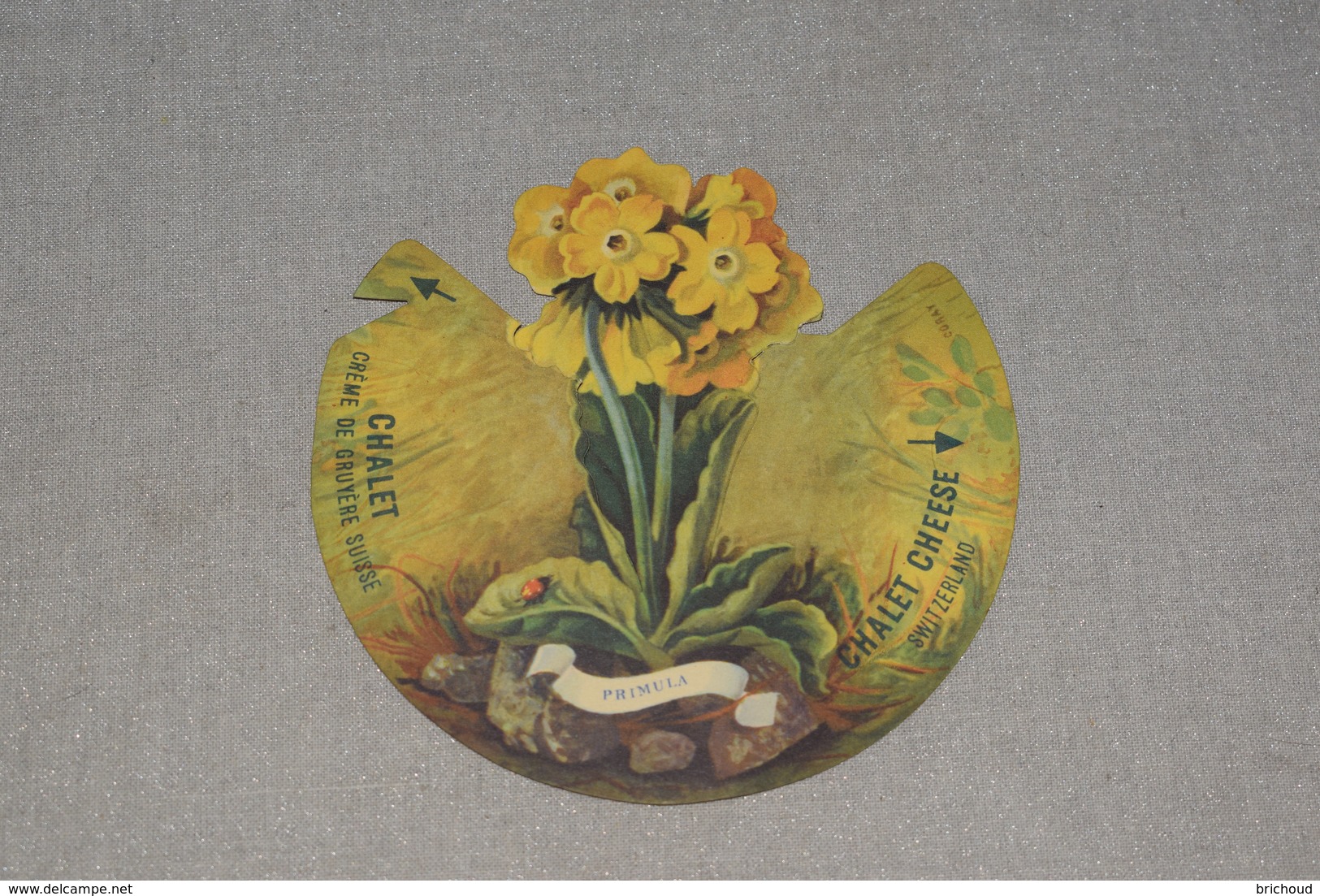 Fromage Suisse Cheese Chalet N°6 Primula Flora Alpina Illus. Coray Petite Coccinelle Clair 1956 - Flowers