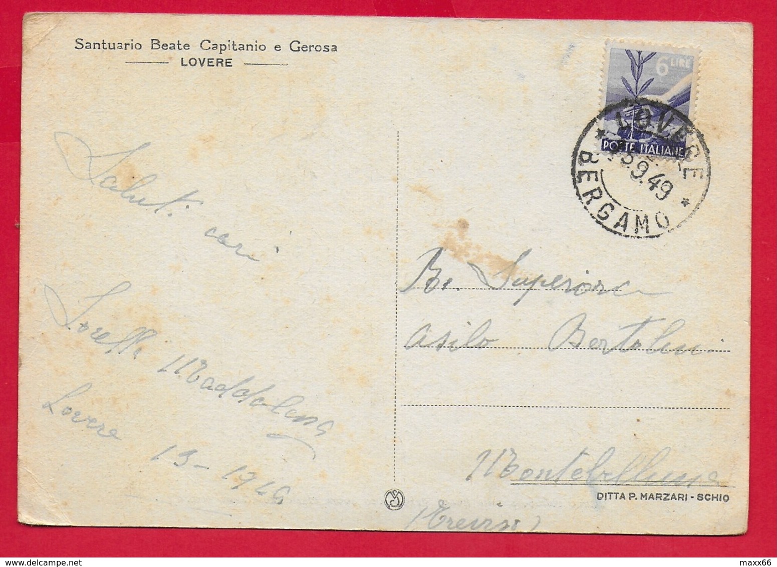 CARTOLINA VG ITALIA - Ultimo Colloquio Della Beata GEROSA Con Suora Maria Zoia - Ditta P. Marzari Schio - 10 X 15 - 1949 - Santi