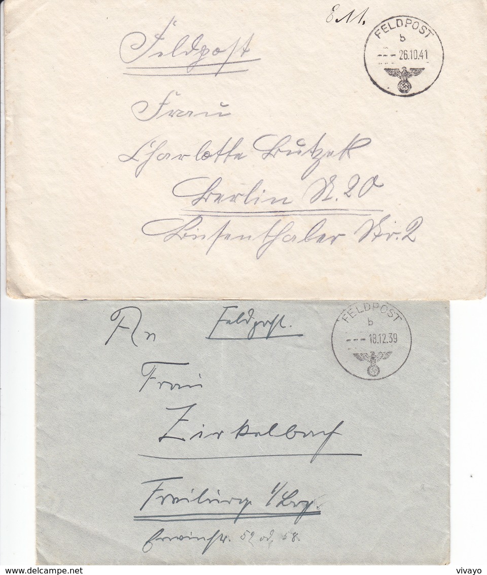 1939 - 1941  - GERMANY - III REICH - FELDPOST - FIELD POST -  CORREO DE CAMPAÑA - 2 COVERS - Briefe U. Dokumente