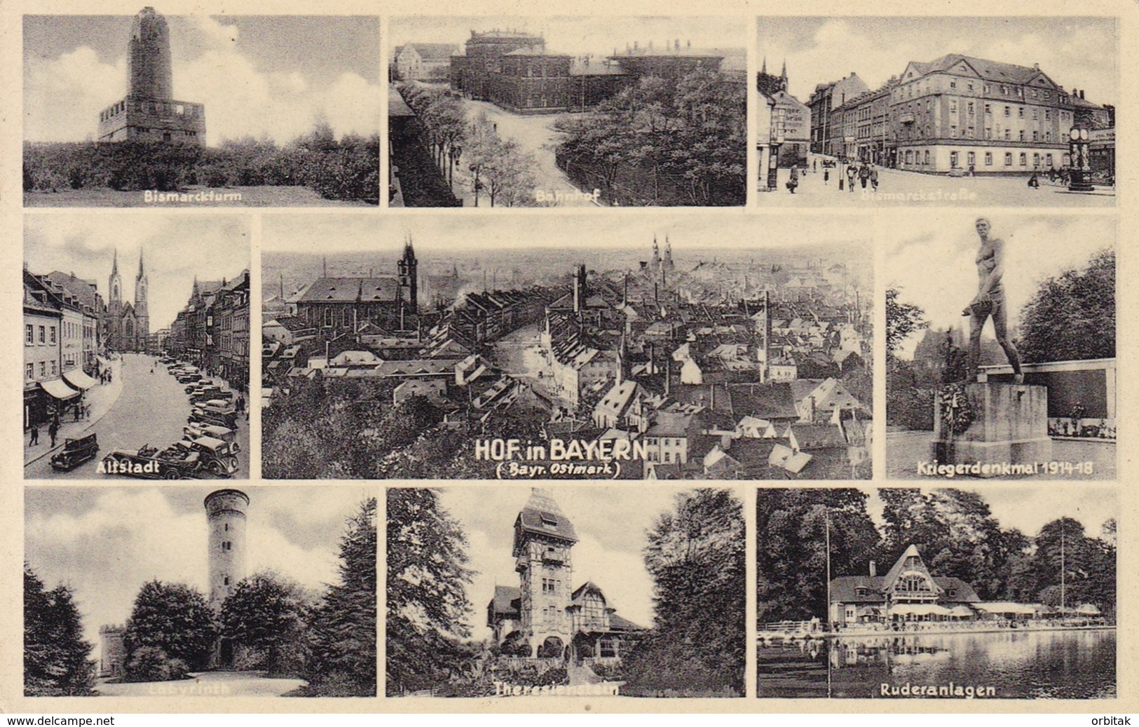 Hof In Bayern * Bismarckturm, Bahnhof, Kriegerdenkmal, Mehrbild * Deutschland * AK185 - Hof