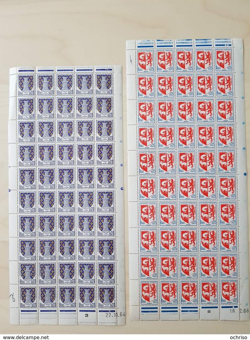 Affaire !!! Série de Feuilles completes et blocs de timbres France annnées 40-60 cote YT 700€