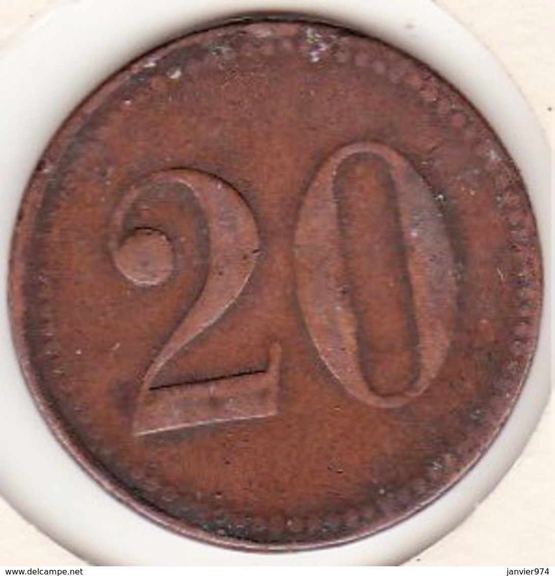 Jeton De 20 Centimes Avec Monogramme MH, à Identifier - Monetary / Of Necessity