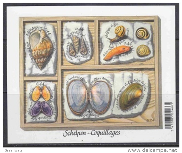 Belgium  2005 Shells, Self Adhesive Stamps, Sheetlet ** Mnh (44362) Below Face 2.64 Euro - Ongebruikt