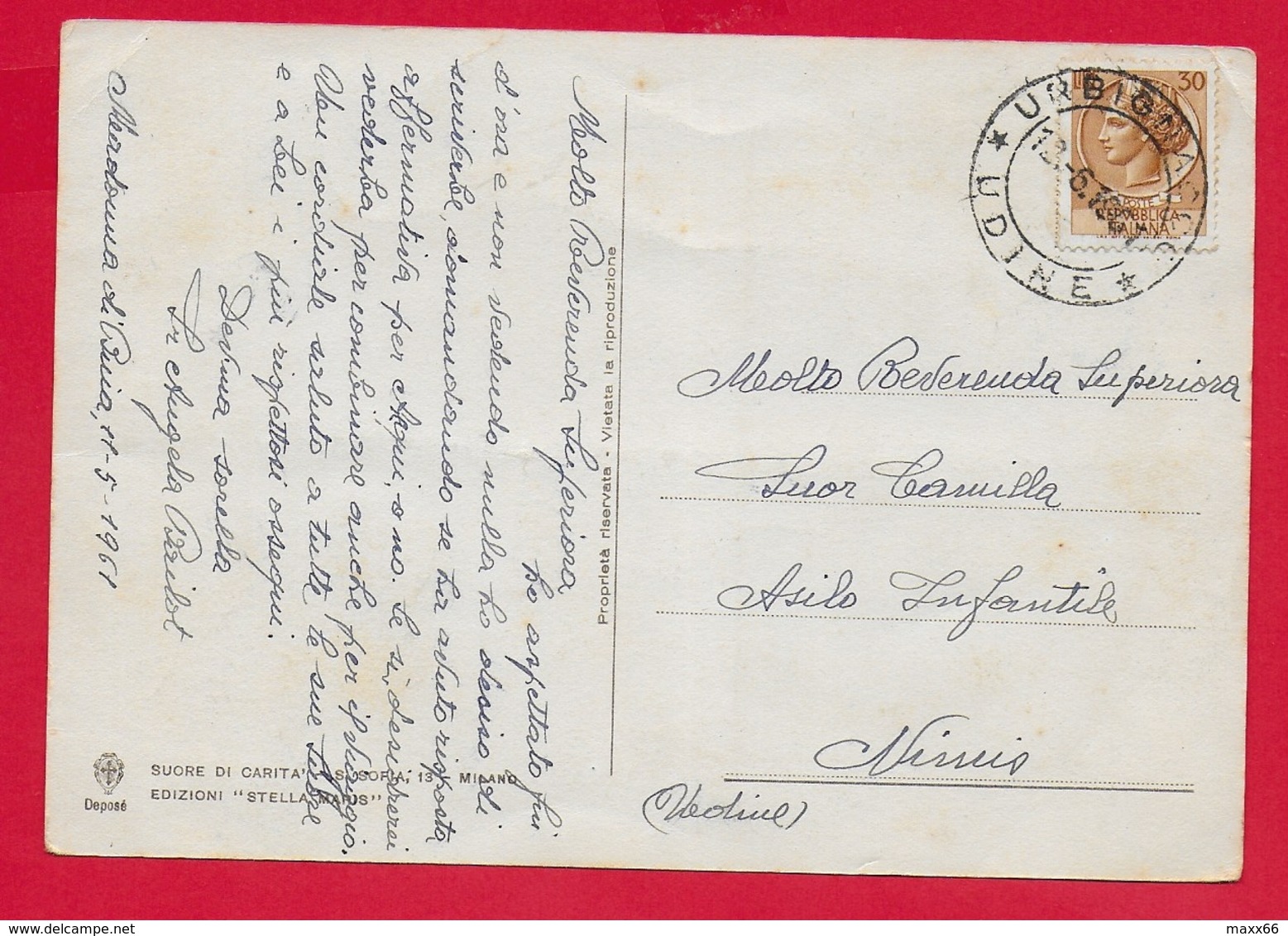 CARTOLINA VG ITALIA - Lettera A Marianna Vertova - S. Bartolomea CAPITANIO - Suore Di Carità - 10 X 15 - 1961 - Santi