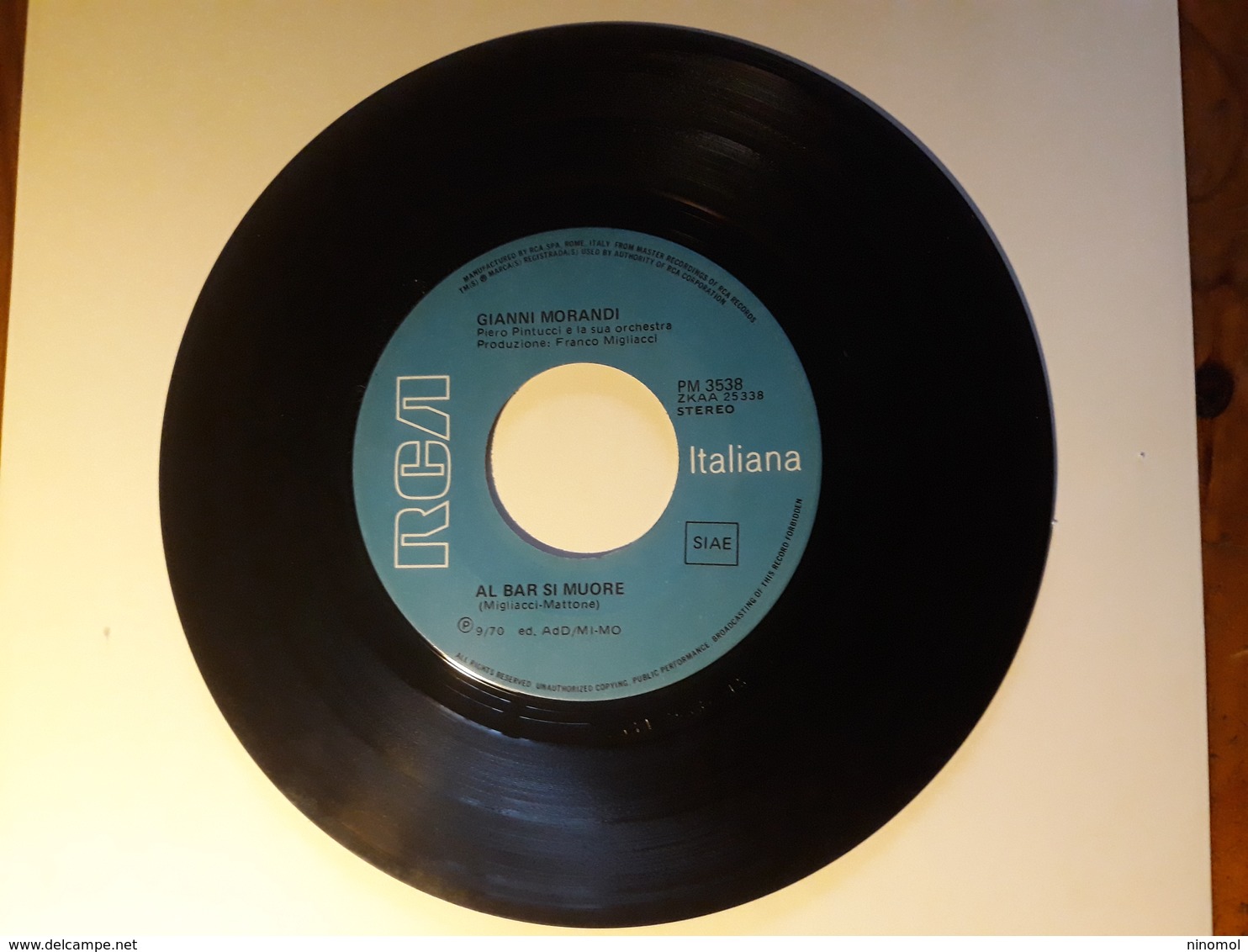 Gianni Morandi   -   RCA  . Al Bar Si Muore  -    Anno 1970. - Disco & Pop