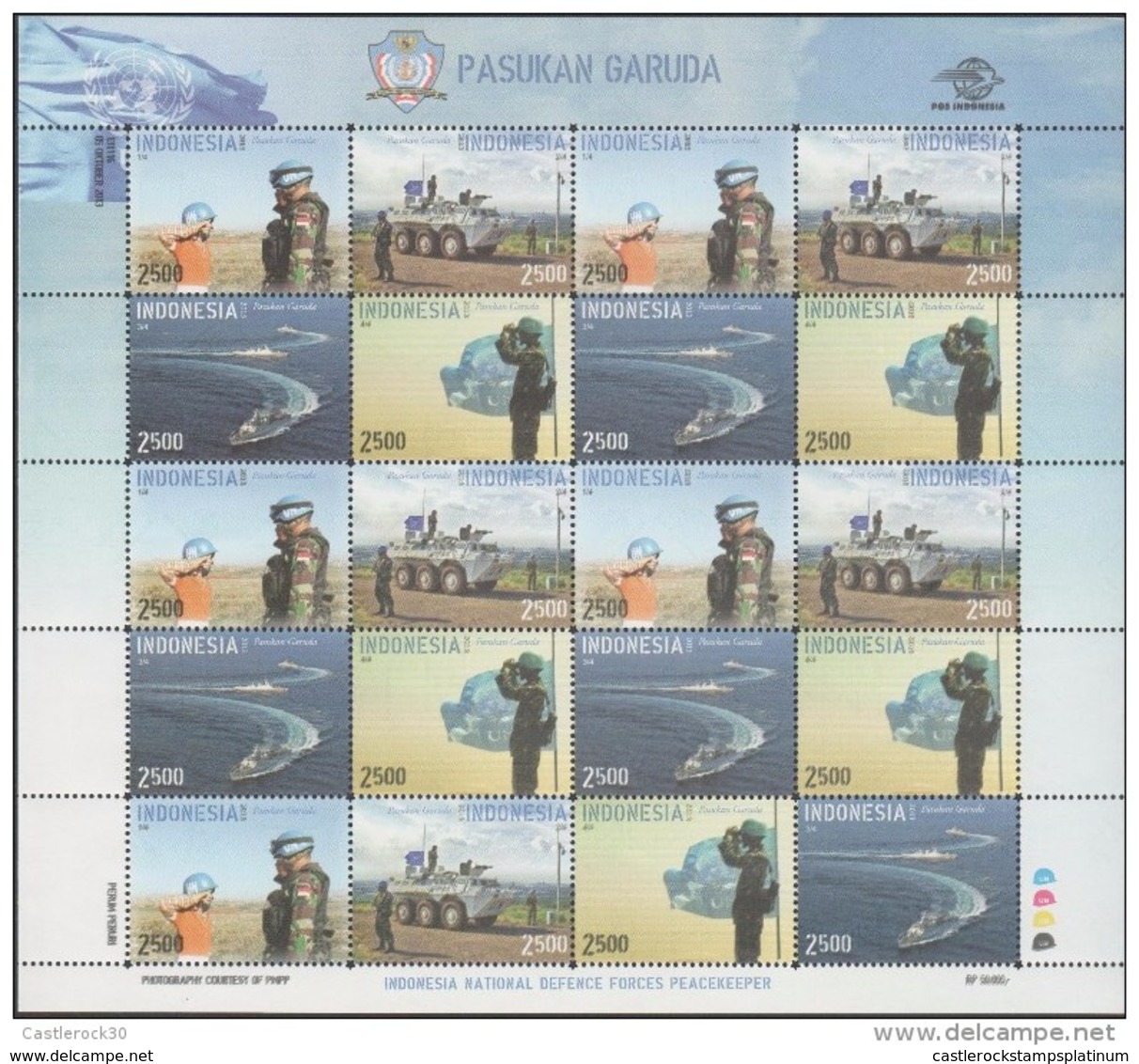 RO) 2013 INDONESIA, PEACE MAINTENANCE -GARUDA  CONTINGENT -SOLDIERS -TRUCK TANKS, BOATS,  ARMED FORCE ARMY, BLOCK MNH ( - Indonesia