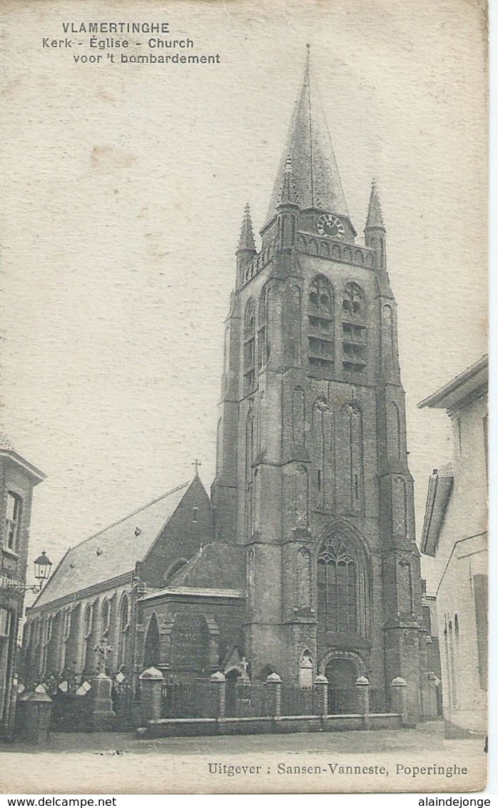 Vlamertinghe - Kerk - Eglise - Church - Voor 't Bombardement - Uitgever Sansen-Vanneste, Poperinghe - Ieper