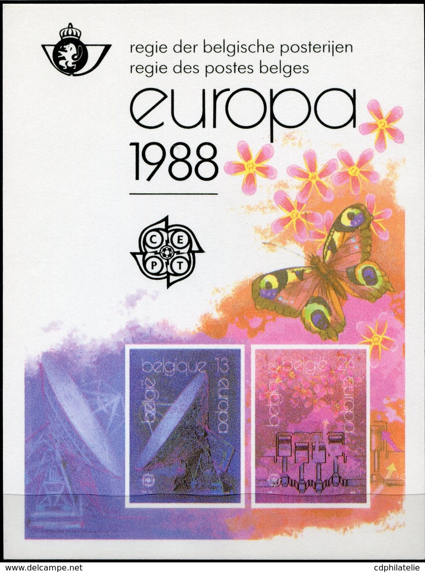 BELGIQUE FEUILLET DE LUXE LX77 EUROPA 1988 TRANSPORT ET MOYENS DE COMMUNICATION   (numéro COB) - Deluxe Sheetlets [LX]