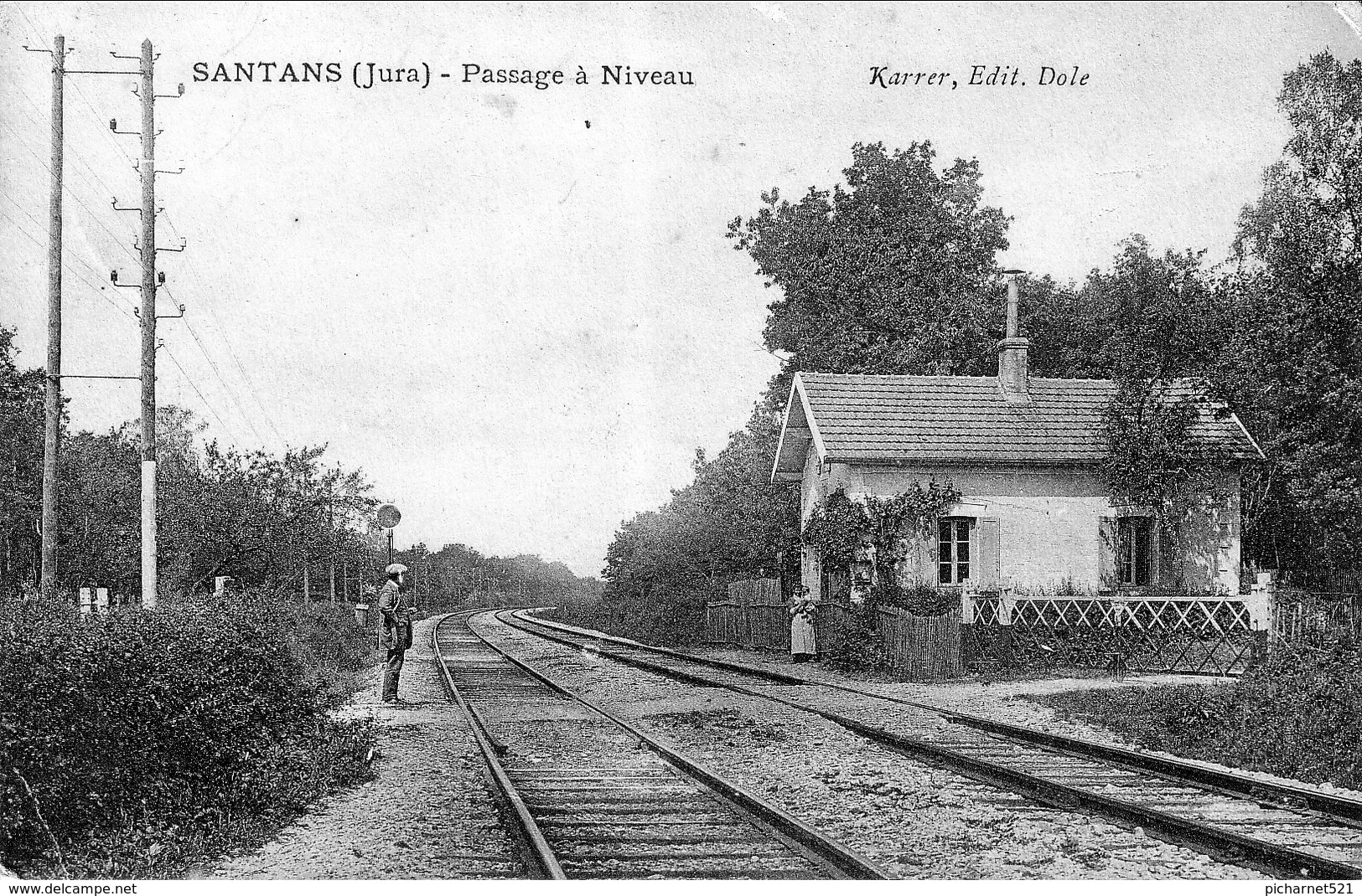 CPA De SANTANS (Jura) - Passage à Niveau. Edition Karrer. Bistre. Circulée En 1915. Bon état. - Autres & Non Classés