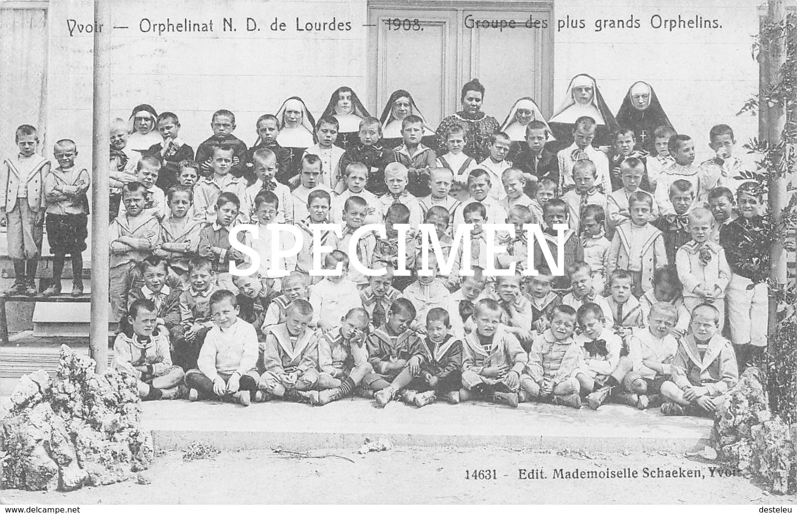 Orphelinat N.D. De Lourdes 1908 Groupe Des Plus Grands Orphelins - Yvoir - Yvoir